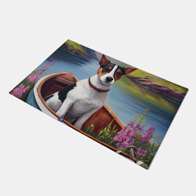 Paillasson Rat Terrier sur une pagaie : une aventure Pittores (Incliné)