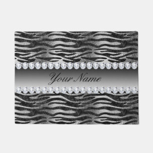 Paillasson Rayures noires de zèbre d'aluminium de Faux sur