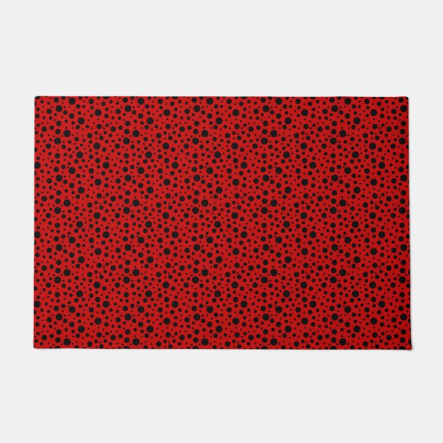 Paillasson Red and black polka dots funny ladybug (Devant)