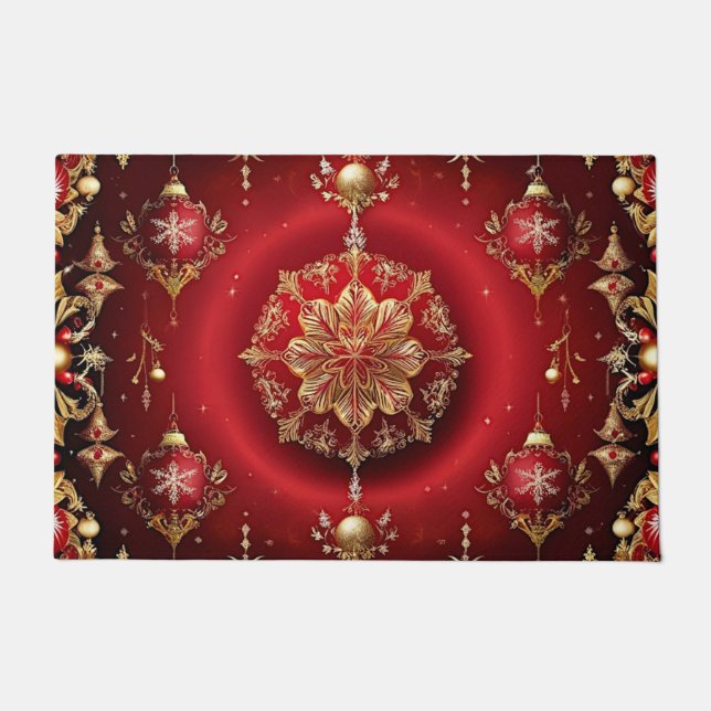 Paillasson Red Decorative Ornaments Holiday Doormat (Devant)
