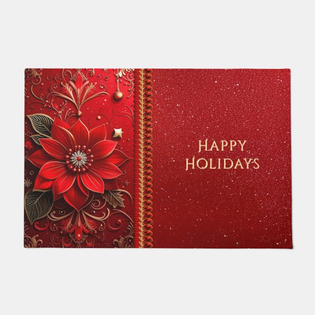 Paillasson Red Flower Holiday Doormat (Devant)