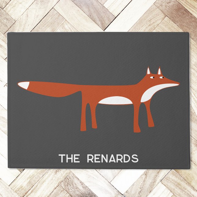 Paillasson Red Fox personnalisé (Personalized name or text red fox doormat)