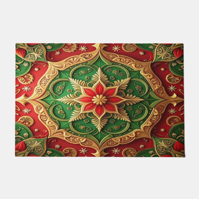 Paillasson Red Green Decorative Holiday Doormat (Devant)