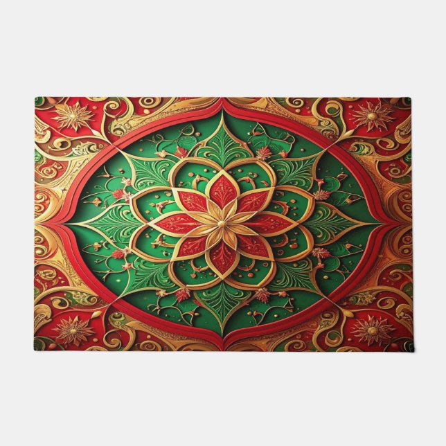 Paillasson Red Green Decorative Holiday Doormat (Devant)
