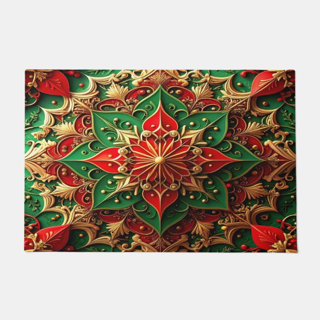 Paillasson Red Green Decorative Holiday Doormat (Devant)