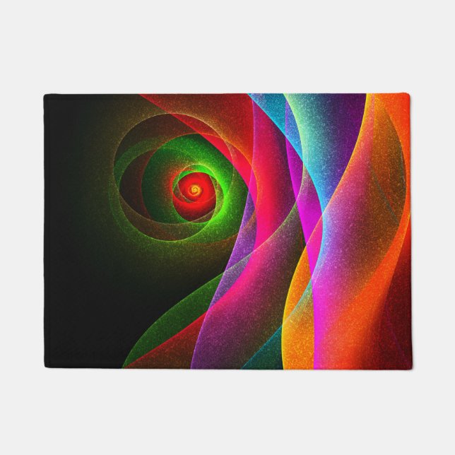 Paillasson Red Green Orange Modern Abstrait Art Motif #22 (Devant)