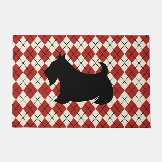 Paillasson Red Jacquard Scottish Terrier Doormat (Devant)