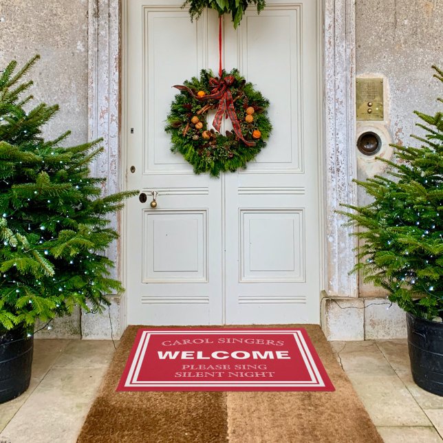 Paillasson Red Welcome Carol Chanteurs Funny Christmas Doorma (Créateur téléchargé)