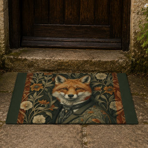 Paillasson Renard Gentleman en Tenue de Soirée Bois Vintage
