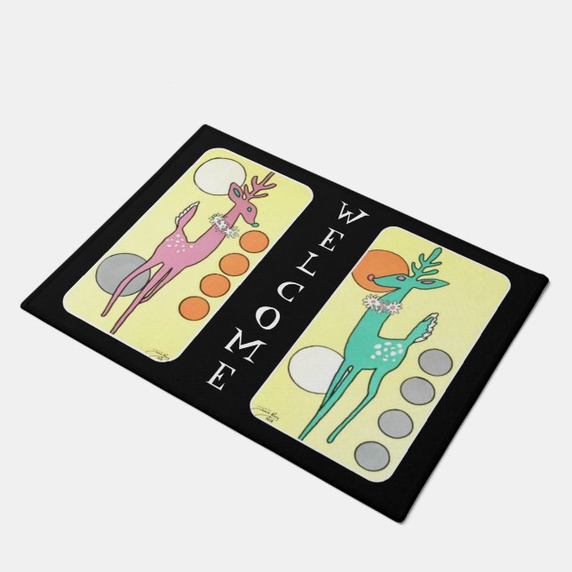 Paillasson Renne abstrait moderne de Noël de la moitié du (Incliné)