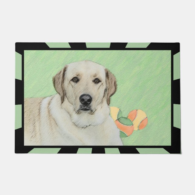 Paillasson Retriever du Labrador jaune et balles de tennis Pe (Devant)