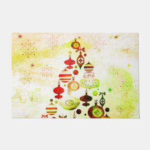 Paillasson Rétro arbre de Noël rouge
