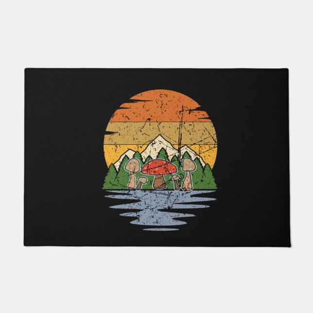 Paillasson Retro de cueillette de champignons (Devant)