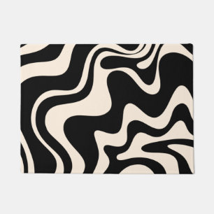 Paillasson Retro Liquid Swirl Abstract Pattern Black Cream
