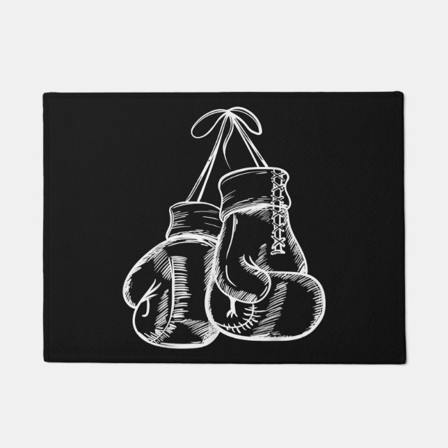 Paillasson Retro Love White Boxer Gants Cadeaux Boxer Cadeau (Devant)