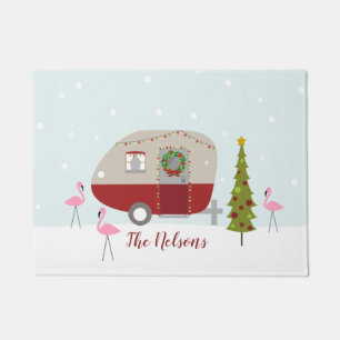 Paillasson Rétro natte vintage de Noël de remorque de campe