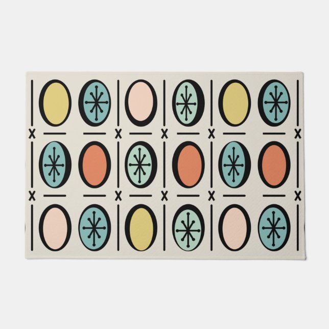 Paillasson Retro Vintage Fabriqué Motif Pastels (Devant)