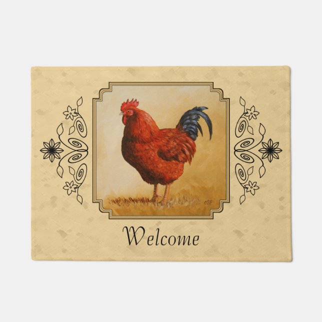Paillasson Rhode Island Red Rooster Yellow Arrière - plan (Devant)