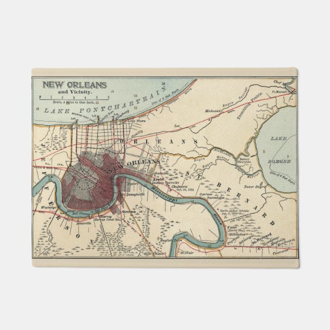 Paillasson Rivière Mississippi, Carte de la Nouvelle-Orléans, (Devant)