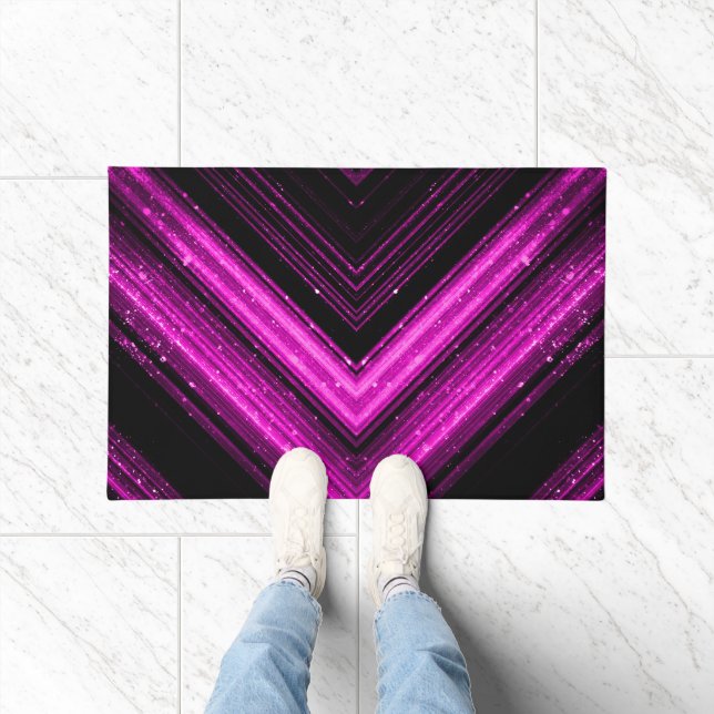 Paillasson Rondelle noir magenta rose brillant métallique (Intérieur)