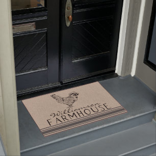 Paillasson Rooster Russe Farmhouse Nom de famille Doormat 