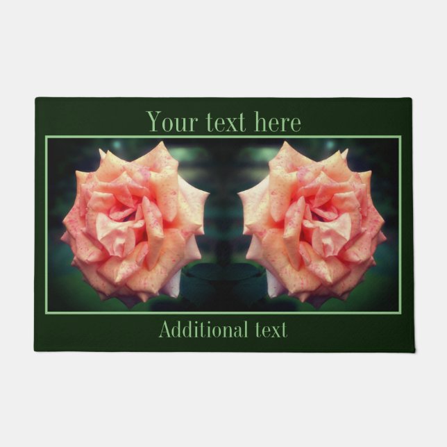Paillasson Rose De Pêche En Fleur Personnalisé (Devant)