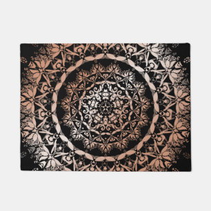 Paillasson Rose Gold Black Floral Mandala