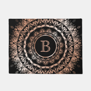 Paillasson Rose Gold Black Floral Mandala