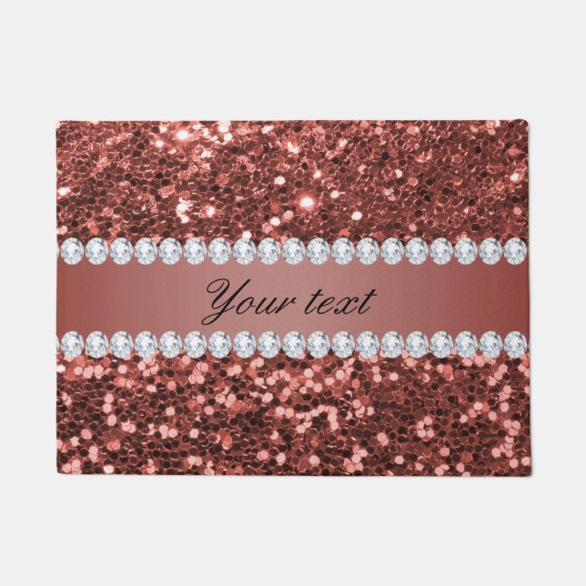 Paillasson Rose Gold Faux Parties scintillant et Diamonds Per (Devant)