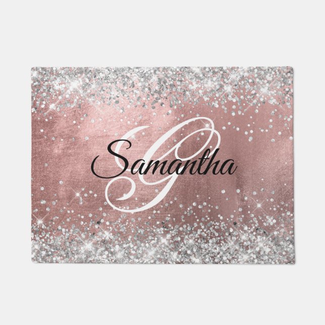 Paillasson Rose Gold Foil Parties scintillant Argent Fancy Mo (Devant)
