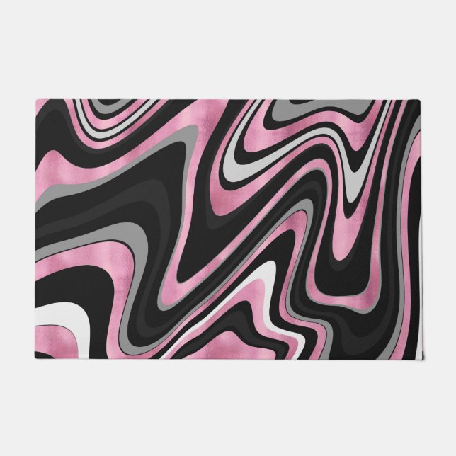 Paillasson Rose Gold Grey tourbillons ondulés motif (Devant)