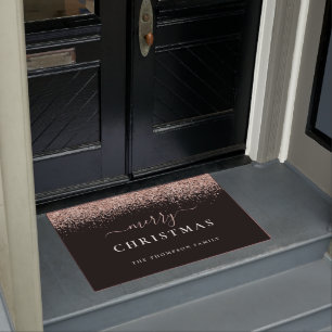 Paillasson Rose Gold Parties scintillant Noir Nom Joyeux Noël