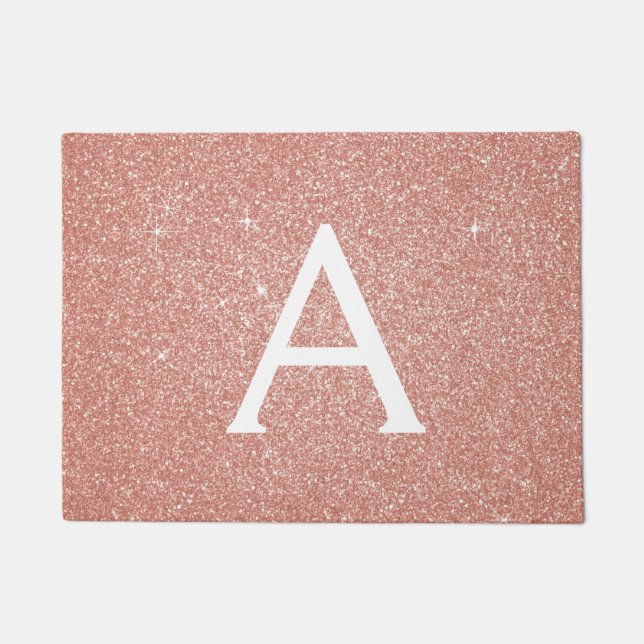 Paillasson Rose Gold Sparkle Glitter Monogram (Devant)