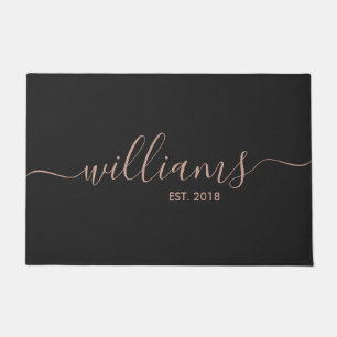 Paillasson Rose manuscrit Gold Nom de famille Welcome Mat
