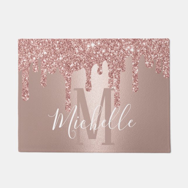 Paillasson Rose moderne Gold Parties scintillant Drives Nom d (Devant)