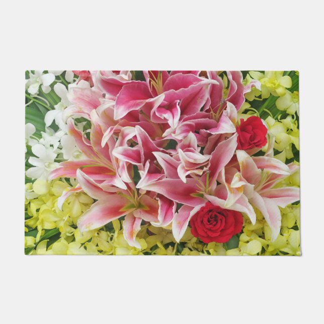 Paillasson rose, namaste, méditation, zen, boutique, plante,  (Devant)