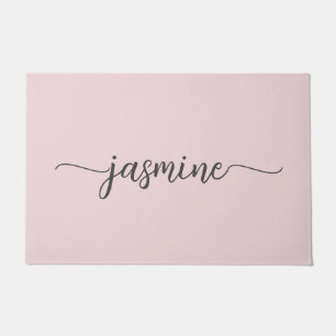 Paillasson Rose Pâle Féminin Personnalisé Monogramme Nom