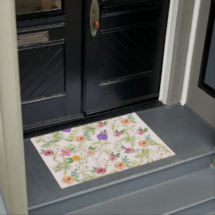 Paillasson Rose Violet Jaune Floral Shabby Chic