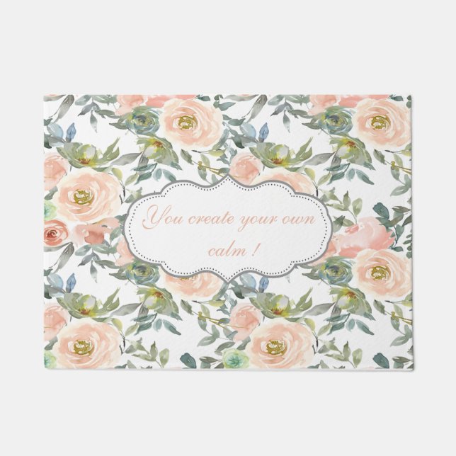 Paillasson Roses élégants, Message Motivationnel (Devant)