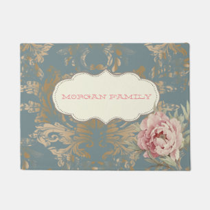 Paillasson Roses en Damas doré Élégant Chic