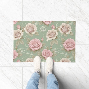 Paillasson Roses Inspirées de l'Art Nouveau dans des Teintes