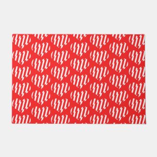 Paillasson Rouge Abstrait n Blancs Valentine Coeur
