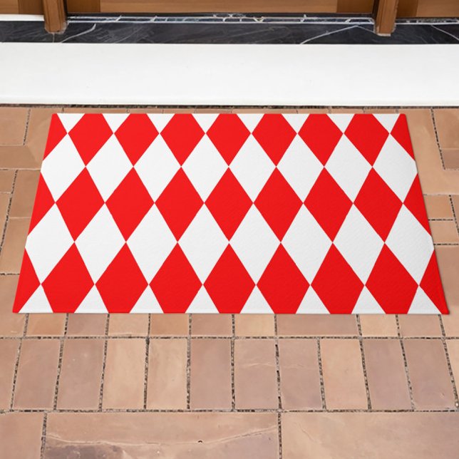 Paillasson Rouge blanc Arlequin Diamants Checkers Design (Créateur téléchargé)