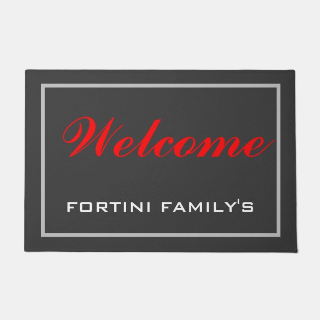 Paillasson Rouge gris moderne minimaliste tendance (Devant)