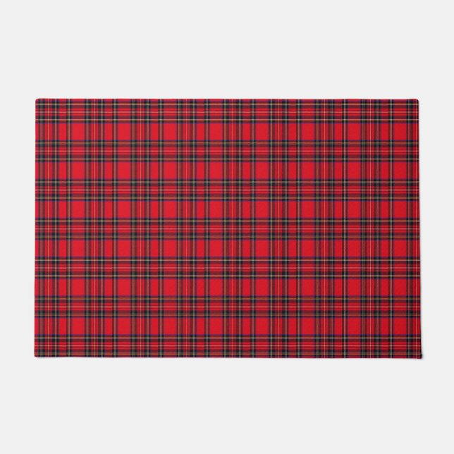 Paillasson Royal Stewart tartan rouge noir plaid (Devant)