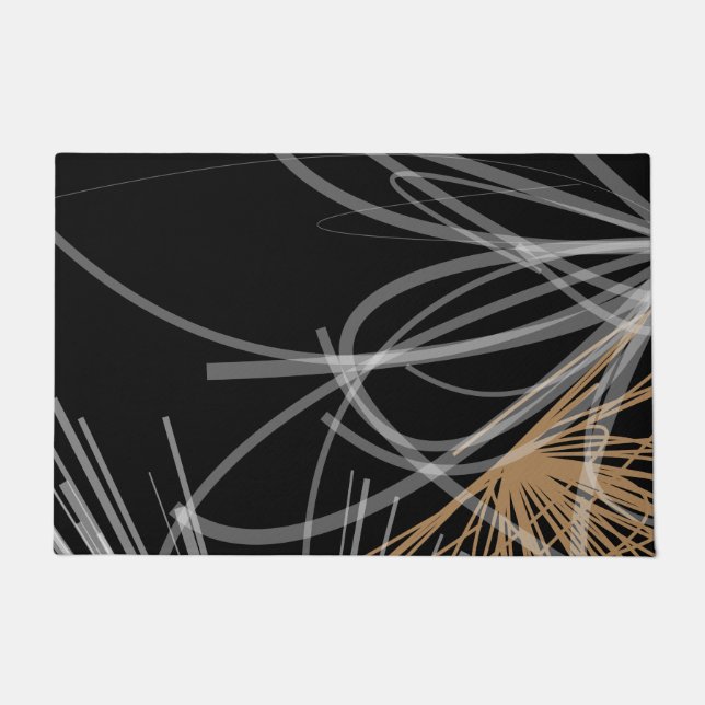 Paillasson Rubans Abstraits Black White & Gold (Devant)