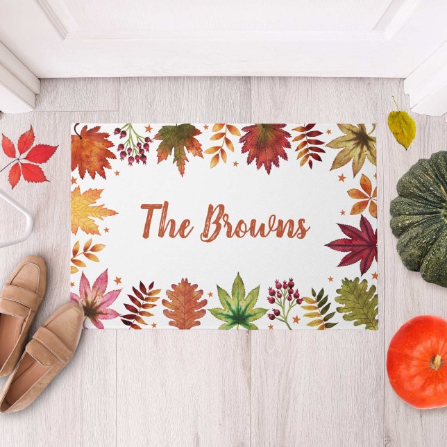 Paillasson Russe Automne Récolte Feuilles d'automne Ferme (Rustic Autumn Harvest Fall Leaves Farmhouse Doormat)