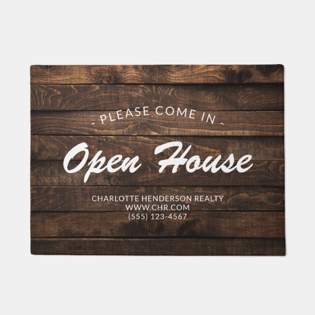 Paillasson Russe Faux Wood Real Estate Open House Doormat (Devant)