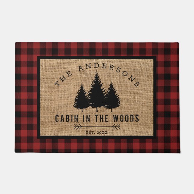 Paillasson Rustic Country Family Nom Cabin dans les Woods (Devant)