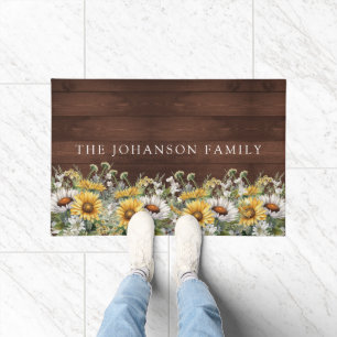 Paillasson Rustic Daisies Wood Nom de famille
